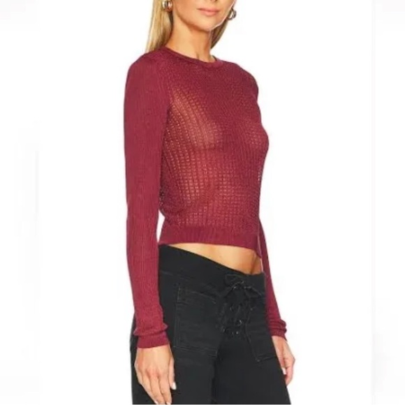 Free People H20 Crew Pullover Top Sweater Garnet L - Picture 2 of 4